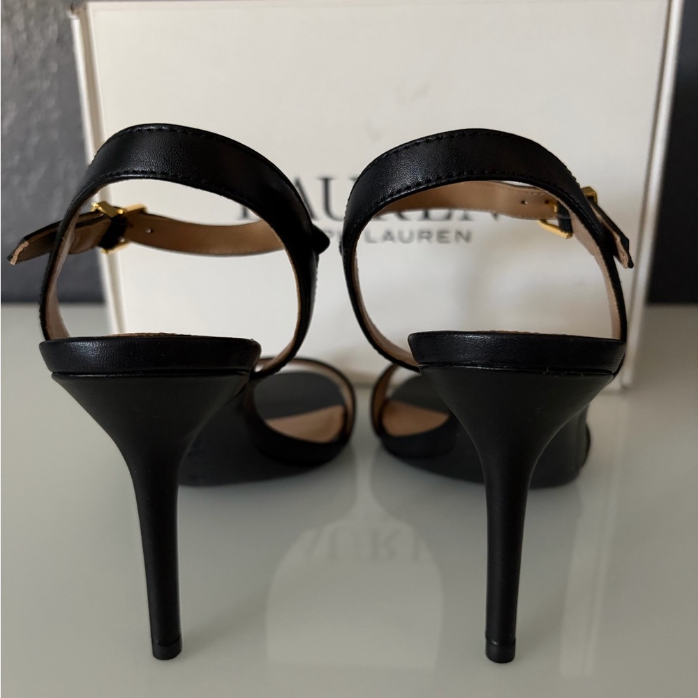 Lauren Ralph Lauren, “Gwen Burnished” Leather Strap Sandal, Sz 7B - Picture 5 of 8
